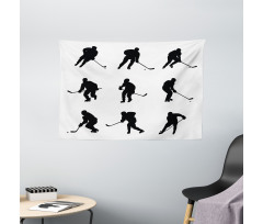 Black Player Silhouettes Wide Tapestry