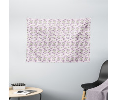 Retro Violets Buds Wide Tapestry