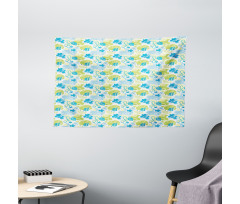 Pastel Whimsical Doodle Wide Tapestry