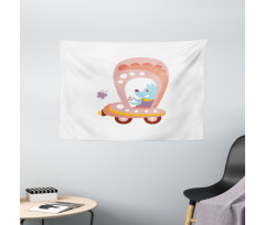 Cartoon Car Puppy Wide Tapestry