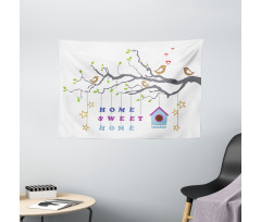 Bird Tree Stars Wide Tapestry