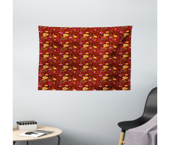 Colorful Fifties Shapes Wide Tapestry