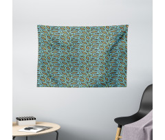 Retro Foliage Pattern Wide Tapestry