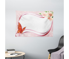 Abstract Floral Pink Wide Tapestry