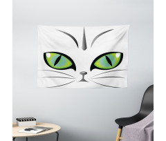 Siberian Cat Watchful Face Wide Tapestry