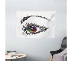 Colorful Pupil of a Woman Wide Tapestry