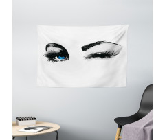 Flirty Young Woman Wink Wide Tapestry