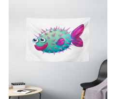Vibrant Color Bubble Fish Wide Tapestry