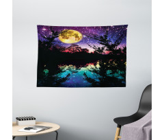 Night Sky Trees Wide Tapestry