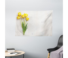 Tulips on Rustic Board Wide Tapestry