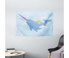 Flying Whale Wide Tapestry
