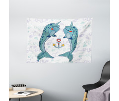 Animal Couple in Love Wide Tapestry