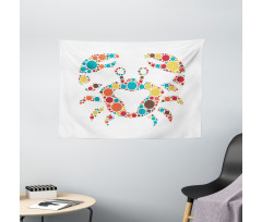 Colorful Dotted Shape Wide Tapestry