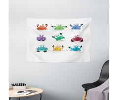 Cheery Cartoon Style Wide Tapestry