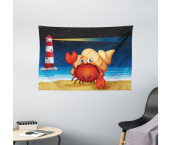 Marine Life Lighthouse Wide Tapestry