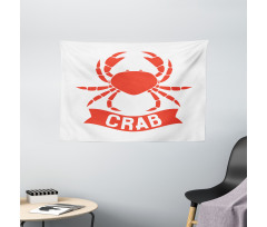 Shellfish Animal in Red Wide Tapestry
