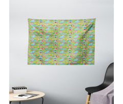 Cartoon City Wide Tapestry