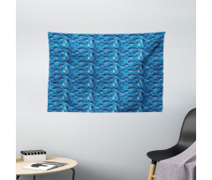 Aquatic Themed Design Wide Tapestry