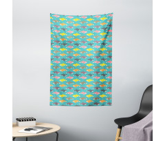 Colorful Orca Silhouettes Tapestry