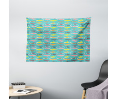 Colorful Orca Silhouettes Wide Tapestry