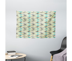 Swimming Mammals Yellow Wide Tapestry