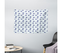 Blue Fish on Water Wide Tapestry