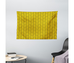 Diagonal Smiling Faces Wide Tapestry