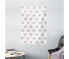 Kitty Faces Pink Hearts Tapestry