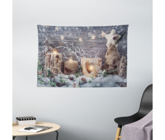 Candle Winter Holiday Wide Tapestry