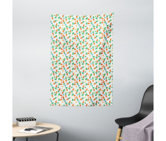 Orange Carrots Eggs Dots Tapestry