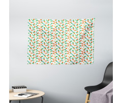 Orange Carrots Eggs Dots Wide Tapestry