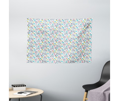 Aquatic Animal Doodle Wide Tapestry