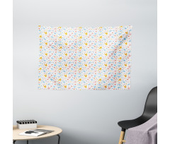 Baby Bunnies Flowers Wide Tapestry