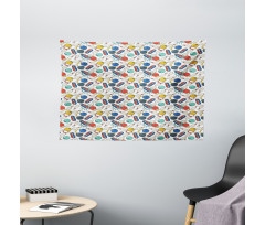 Color Doodle Retro Wide Tapestry