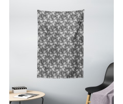 Greyscale Skulls Doodle Tapestry