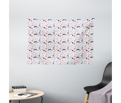 Hand Drawn Sailor Theme Wide Tapestry