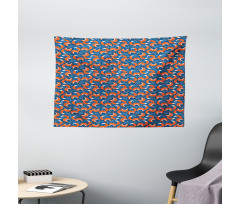 Doodle Hearts and Flowers Wide Tapestry
