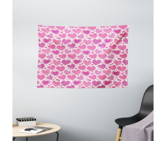 Pink Romantic Motifs Wide Tapestry