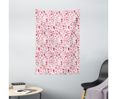 Sketch Style Hearts Tapestry
