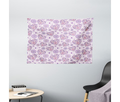 Hearts with Flowers Wide Tapestry