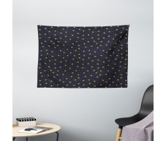 Yellow Stars and Dots Wide Tapestry