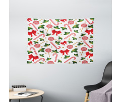 Mistletoe and Sweets Wide Tapestry