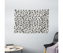 Monochrome Scroll Pattern Wide Tapestry