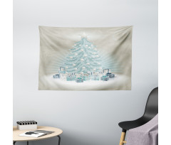 Xmas Tree Presents Wide Tapestry