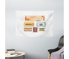 Retro Tickets Wide Tapestry