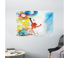 Abstract Woman Wide Tapestry