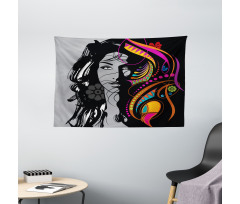 Woman Portrait Glamor Art Wide Tapestry