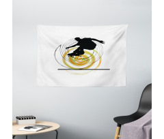 Skater Man Spiral Circles Wide Tapestry