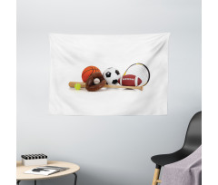 Assorted Sports Equipment Wide Tapestry