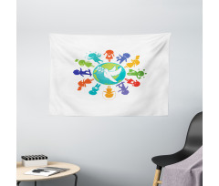 Children Pigeon Planet Wide Tapestry